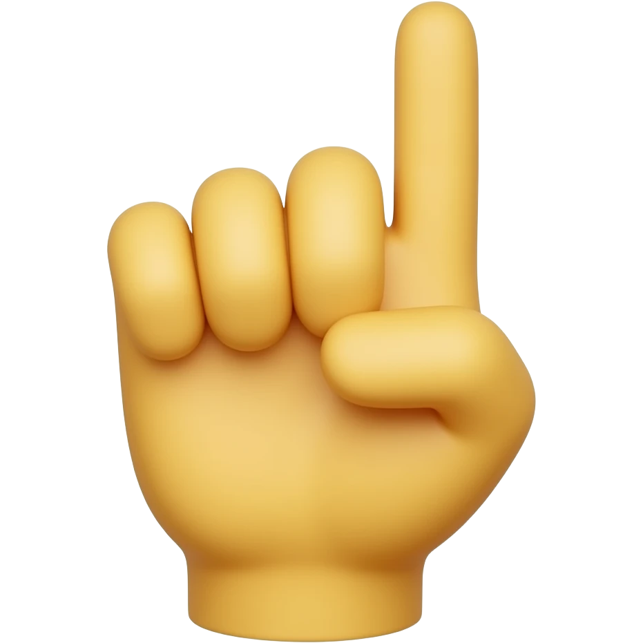 새끼손가락 약지손가락만 접고 중지 검지는 앞으로 쫙 편상태로 엄지는 자연스럽게 원래 방향으로 쫙핀 상태의 손모양에서 애플 특유에 노란색 손 이모지 같은 느낌으로 만들어줘 emoji