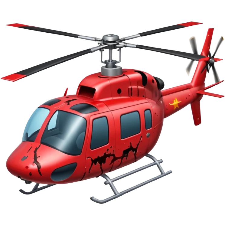 helicopter with gory horror elements blood splatters unsettling details emoji