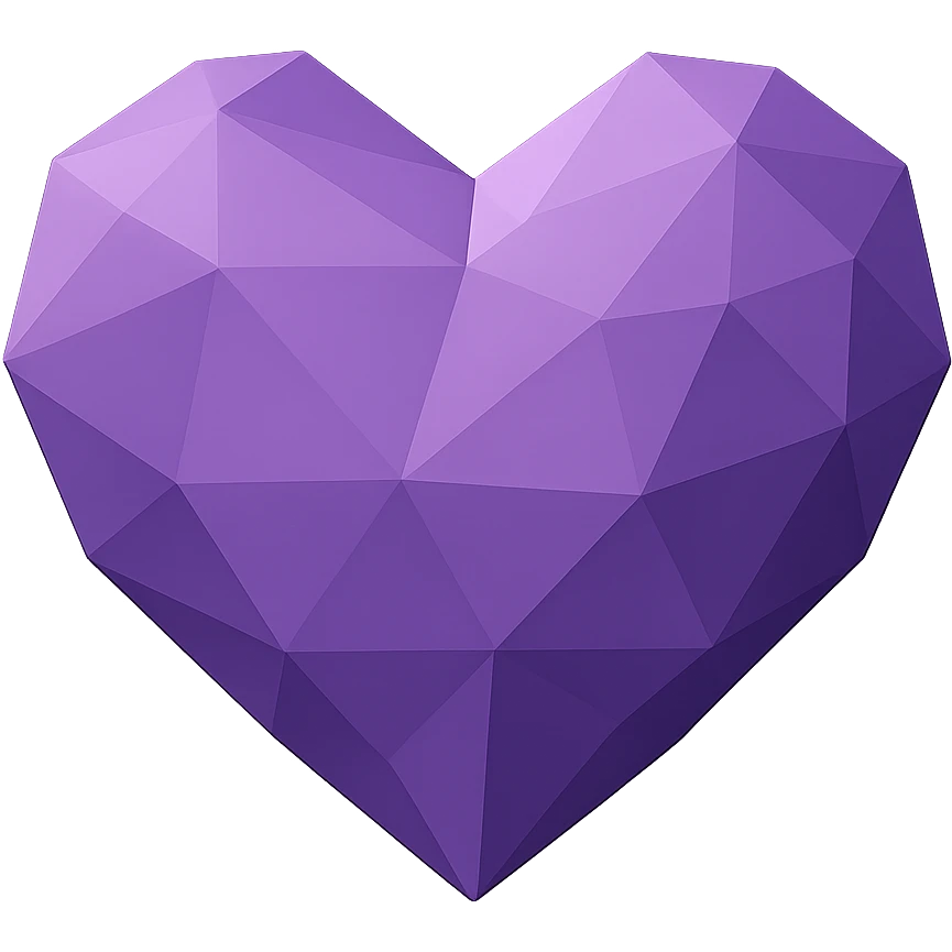 purple heart, low-poly geometric, no text emoji