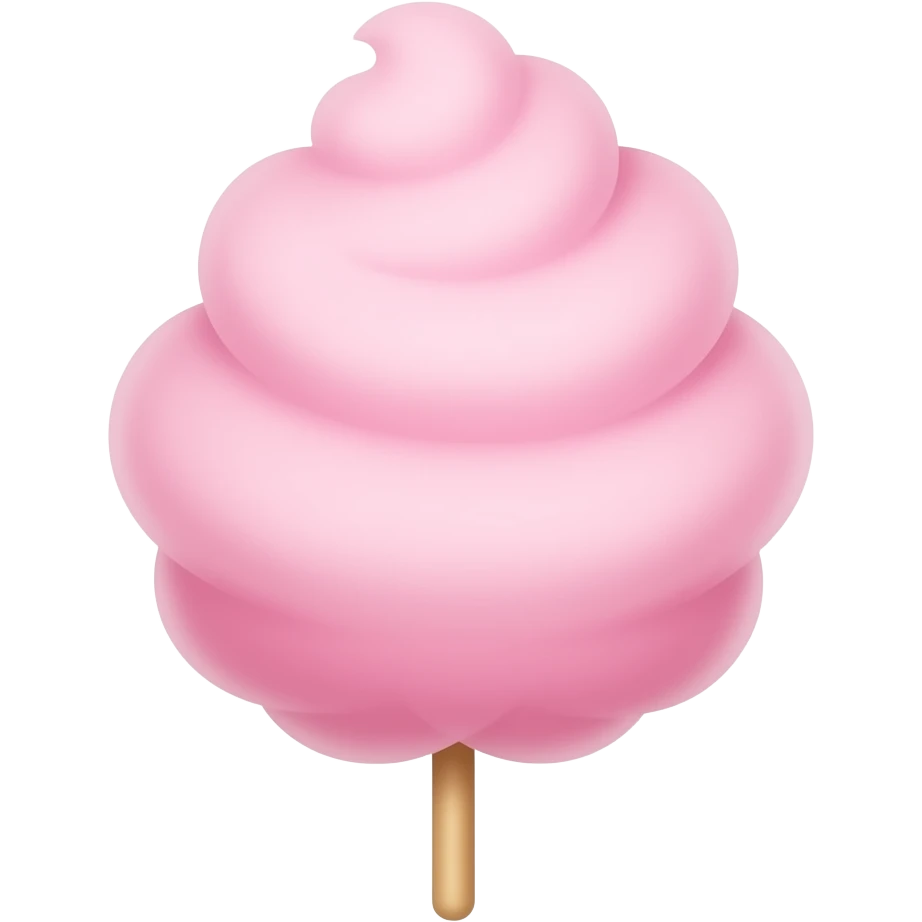 aesthetic cotton candy emoji, fluffy pink cotton candy on a stick, soft lighting, minimal clean design, centered composition emoji