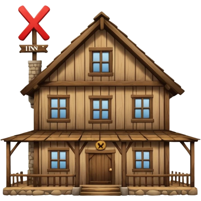 an inn with a big X on it emoji