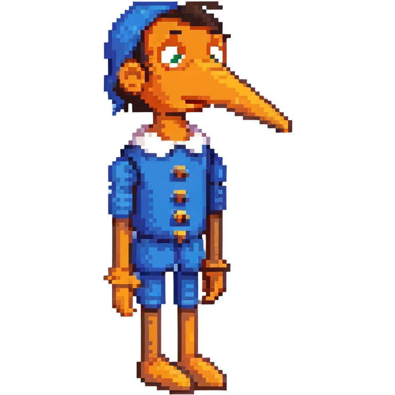 Pinocchio wooden puppet with a long nose, blue clothes emoji