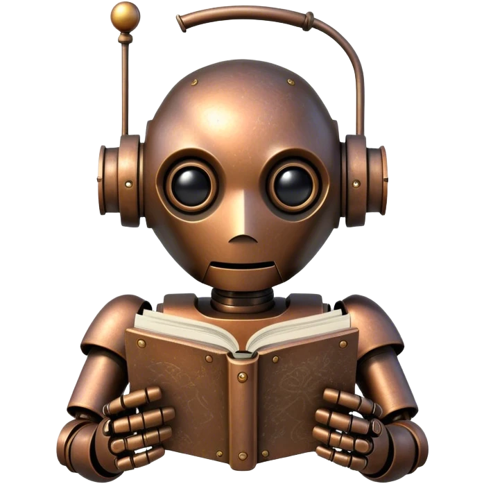 robot reads a fairy tale emoji