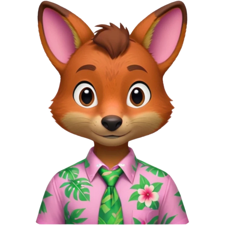 Nick Wilde with a pink Hawaii shirt and green Hawaii tie from the Zootopia Disney movie emoji