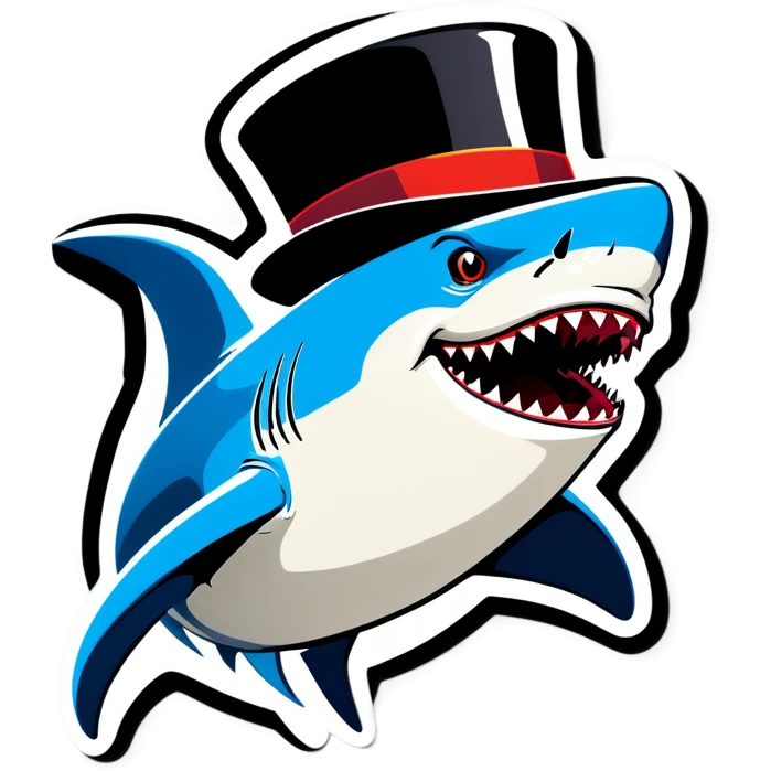 Shark with a top hat emoji