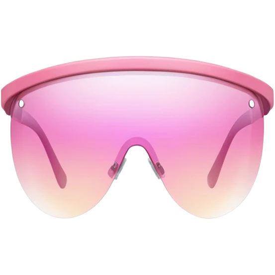 pink shield visor glasses with subtle gradient effect, frameless Y2K style emoji