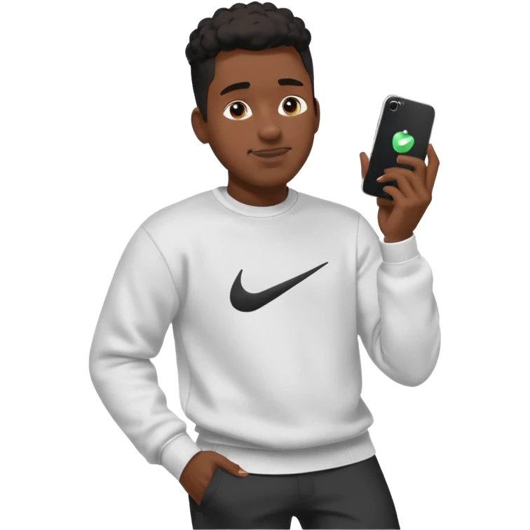 un emoji (qui ressemble à un vrai emoji téléphone)de quelqu'un qui tombe (homme noir pull Nike)il a des airpods emoji
