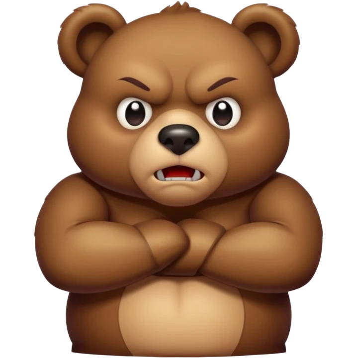 Full Beary puffed cheeks, furrowed brows, tiny anger vein, crossed arms, exaggerated cartoon rage, vibrant colors emoji