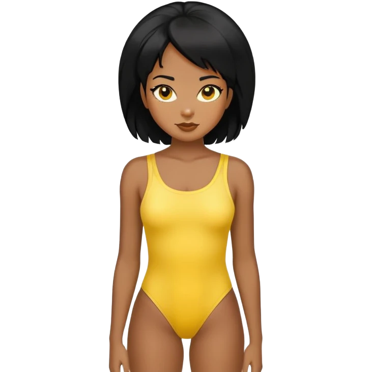 fille noir et cheveux noir avec un ensemble collant jaune emoji