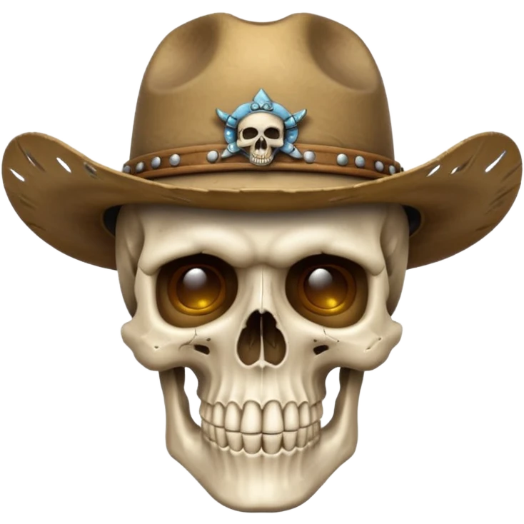 A skull with a cowboy hat emoji
