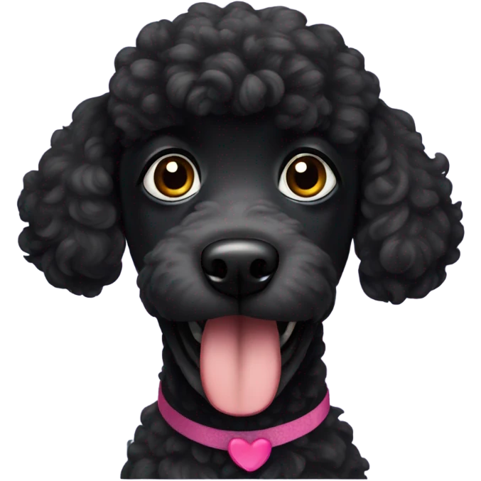 black poodle with headband with shocked expression emoji