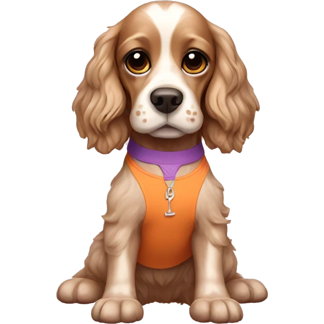 cocker spaniel wearing a yoga outfit emoji