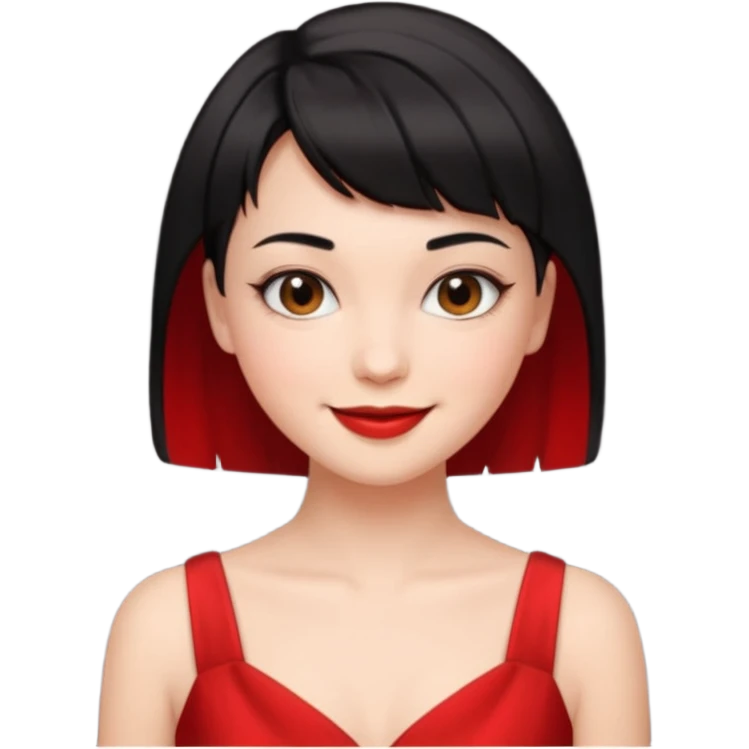 Chica con vestido rojo y pelo corto negro súper sexy emoji