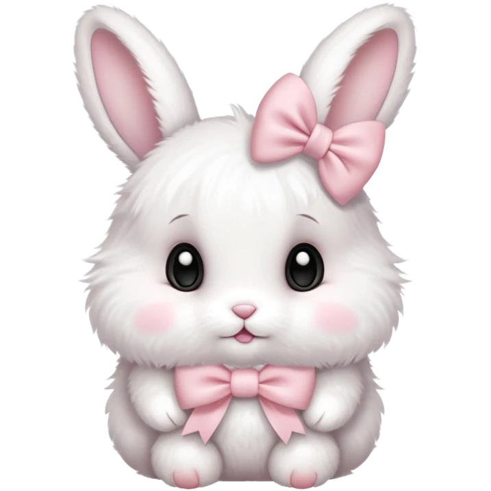 Cute baby bunny with a light pink bow emoji