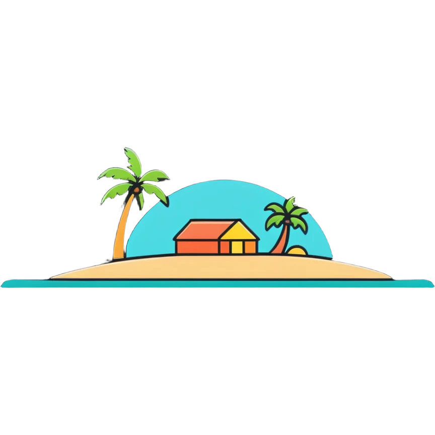 island paradise with beach and ocean emoji