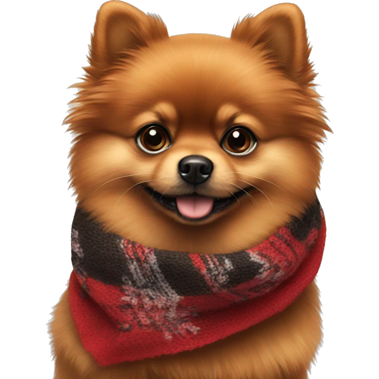 Black red Pomeranian in a scarf emoji