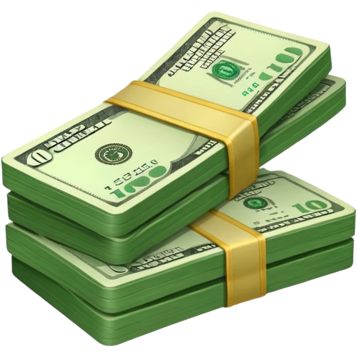 cash pile, make bills rectangular, next to a 10x emoji