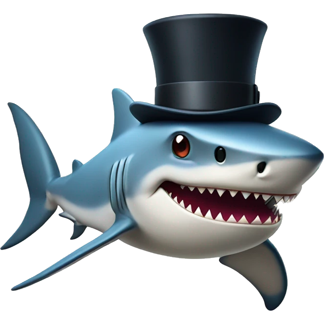Shark with a top hat emoji