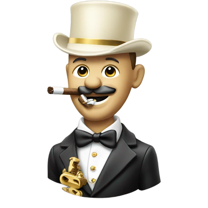 Monopoly man with gold chain necklace and smoking cigar emoji
