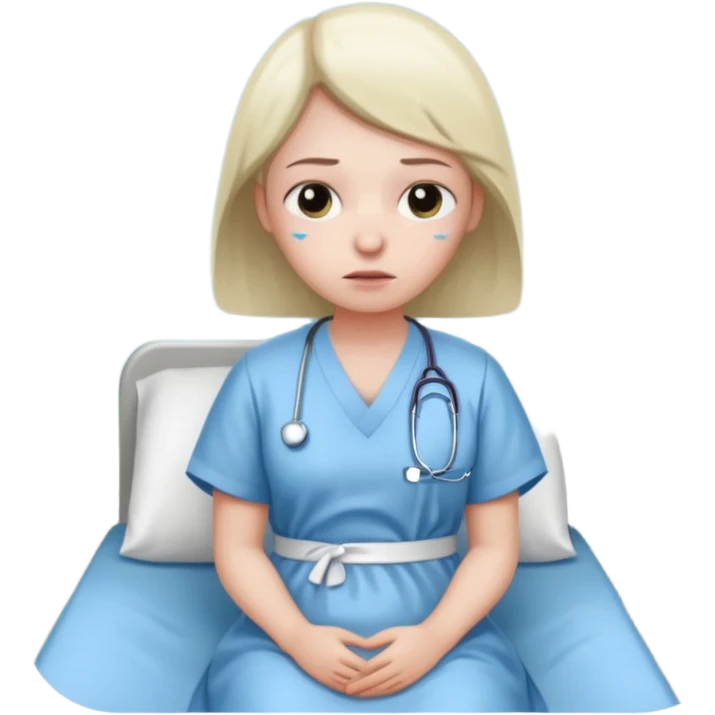 sad patient in hospital in hospital emoji