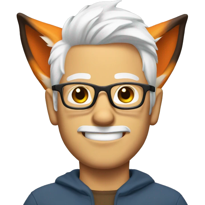 guy with white hair and fox ears with glasses emoji