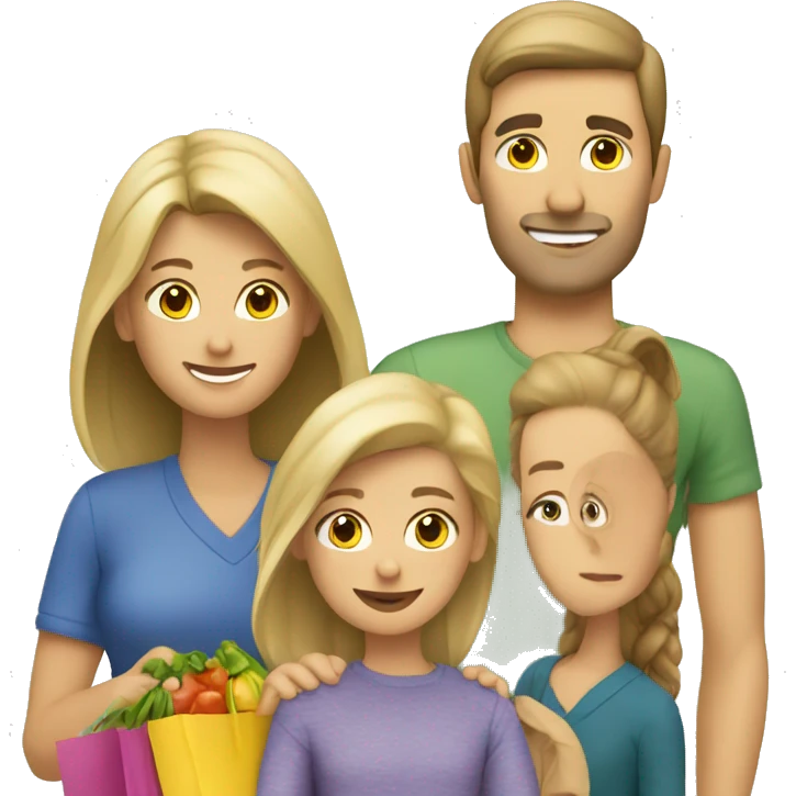 Caucasian family shopping emoji