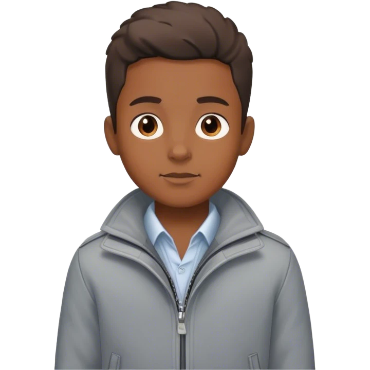 confident boy in grey jacket emoji