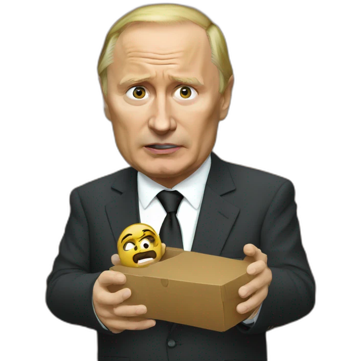 Vladimir poutine holding shit and beeing scared emoji