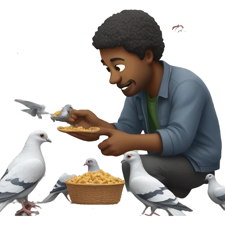 white man feeding pigeons emoji