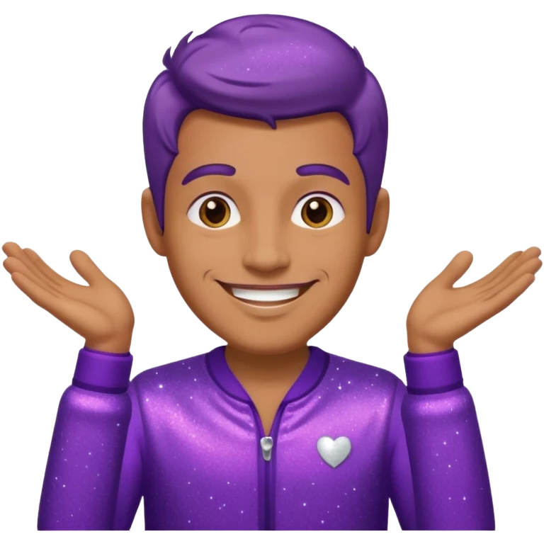man supervisor wearing glitter purple glittery clothes emoji