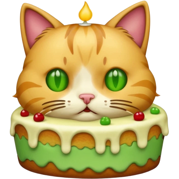 Cat vomiting because of eating cake emoji