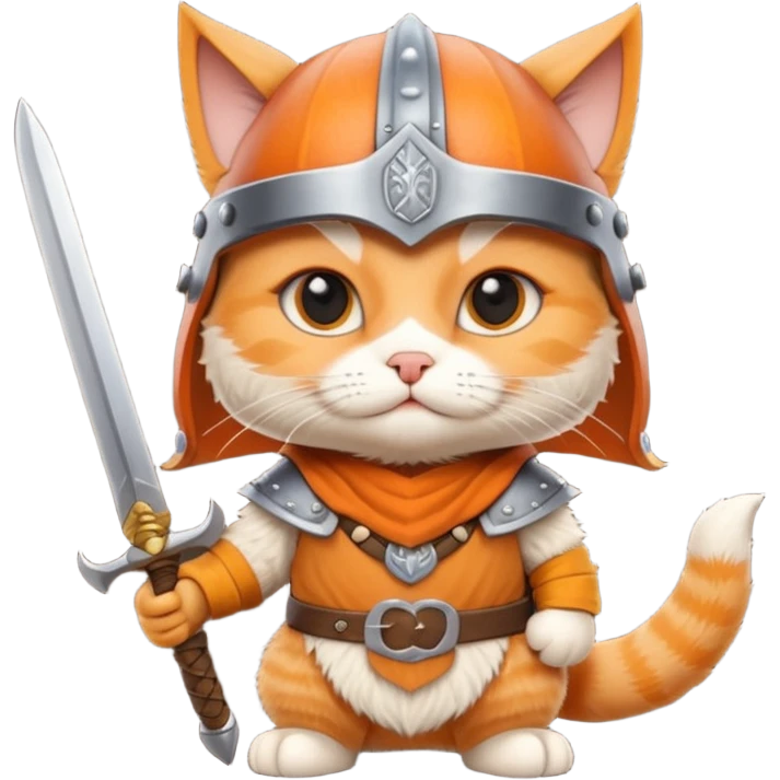 Viking Cat in viking hat holding tiny sword emoji