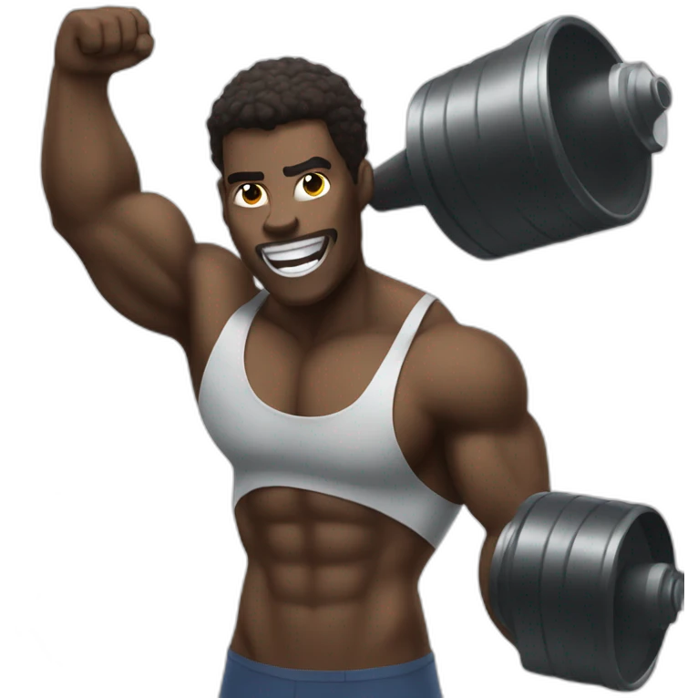 black bodybuilder with megaphone emoji