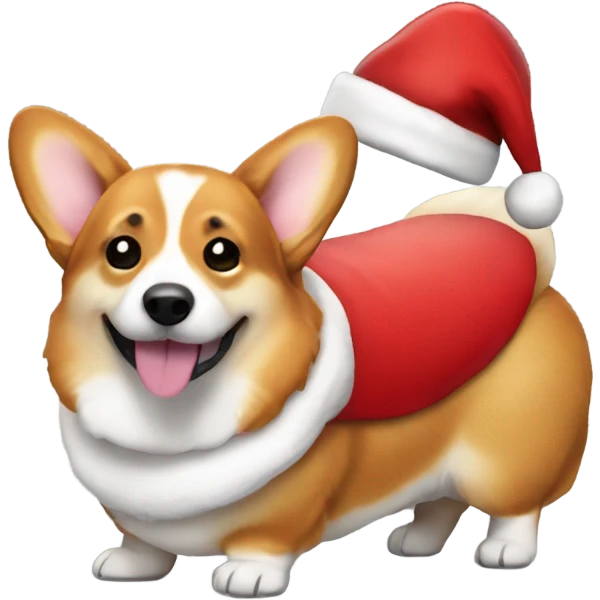 Corgi side body wearing santa costume with bread emoji