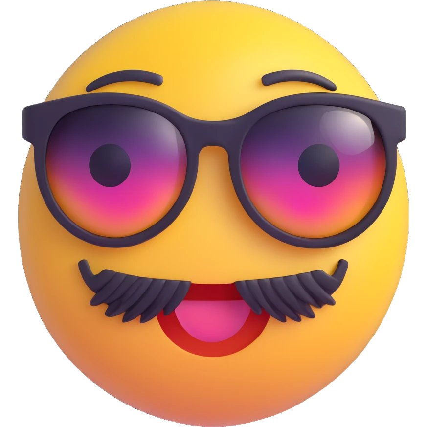 3D smiley emoji, large eyelashes, girly, sunglasses, sparkling face emoji