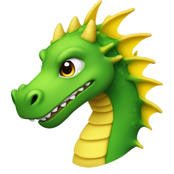 Dragon tabaluga from the equal named musical, green cute dragon with yellow spikes very cute emoji