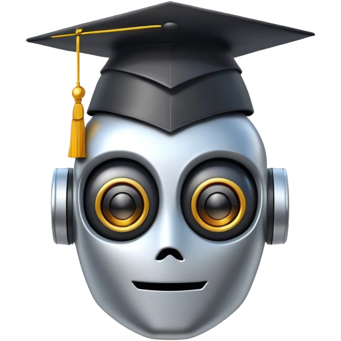 Robot head with graduation hat emoji