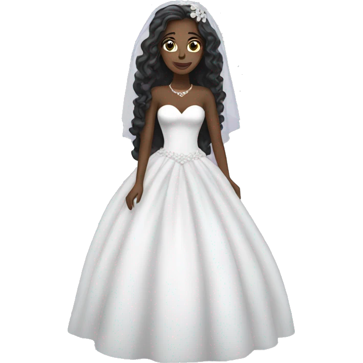 Black bride with long hair emoji