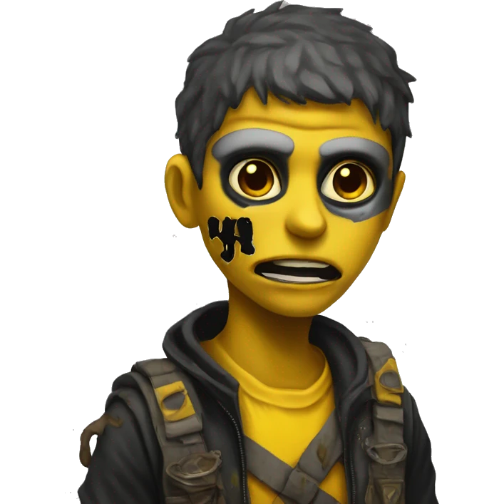 a post-apocalyptic ghoul in a religious cult with a yellow-black colorscheme emoji