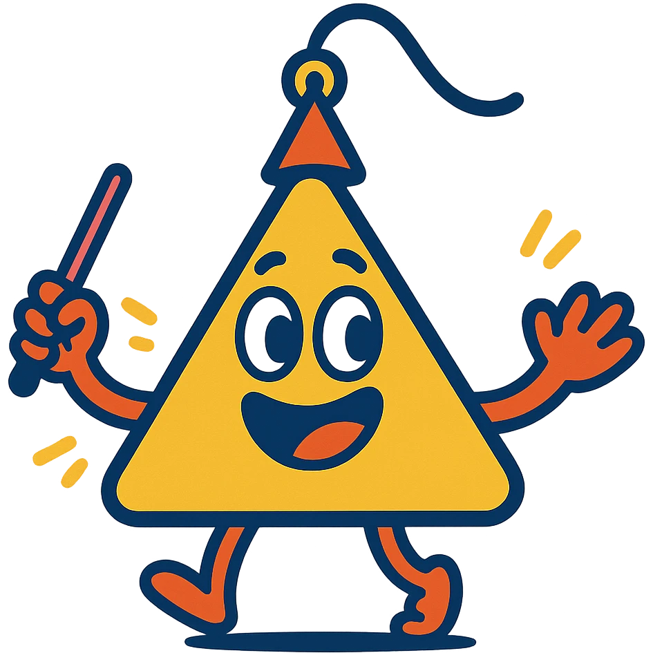 triangle musical instrument, cartoon style, playful emoji
