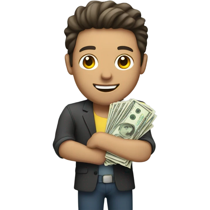Man holding stack of cash emoji
