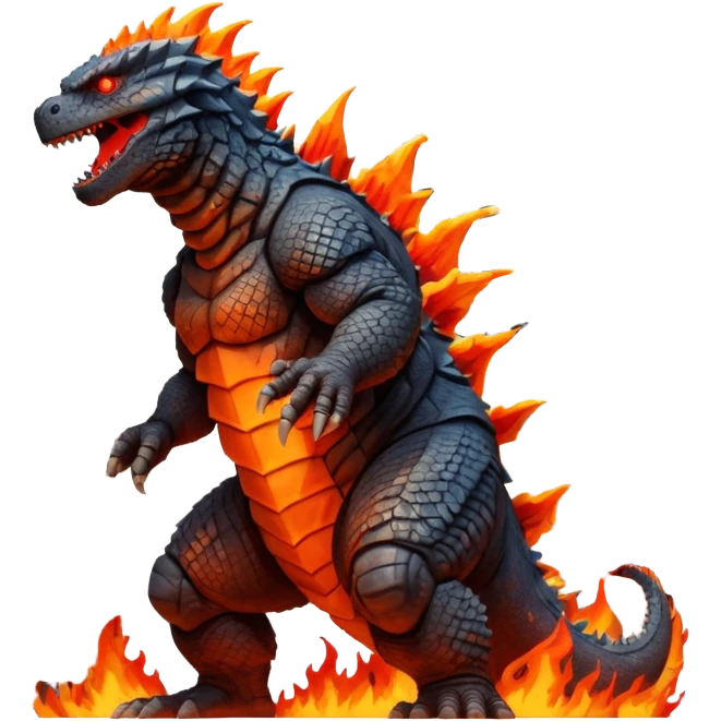 fire and building godzilla emoji
