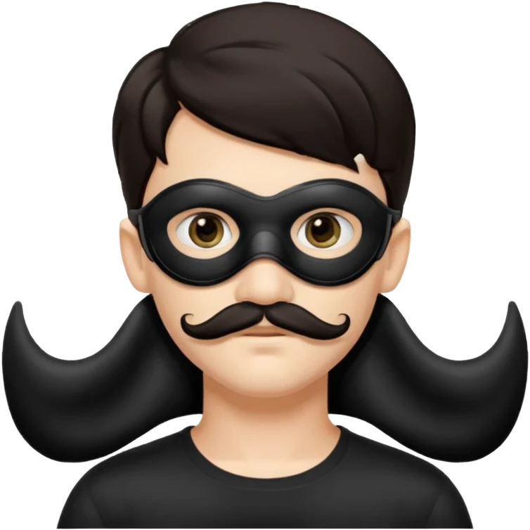 black eye mask with  boy with long mustache emoji