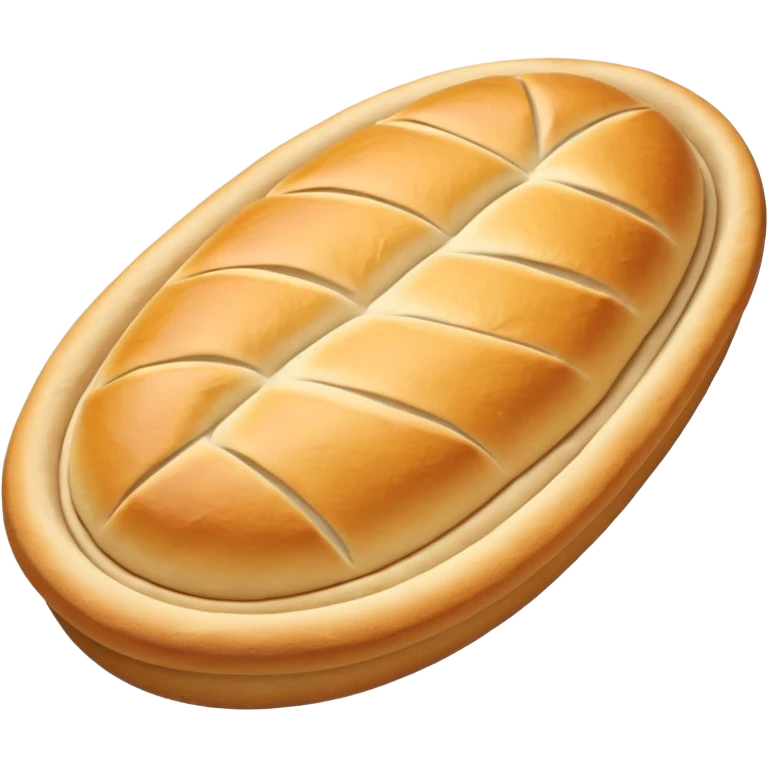 pide bread object icon, oval Turkish pide bread, golden crust, soft baked texture, 3D cartoon, mobile game icon style, centered, clean background, no text, no watermark
 emoji