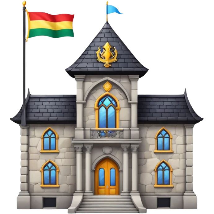 magic school, with a flag, flag on a roof emoji
