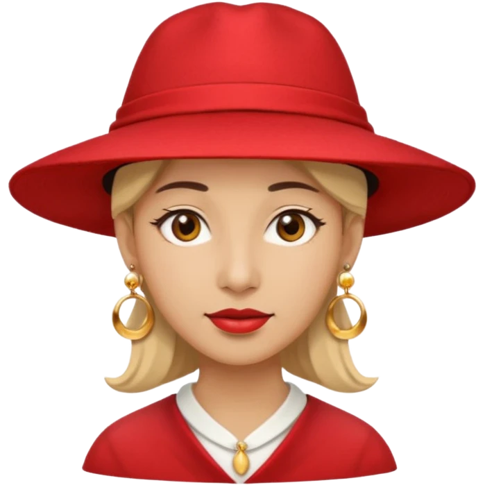 unique looking tourist with big unique red tourist hat and earrings emoji