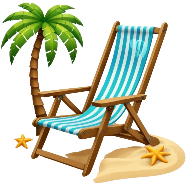 silla de playa y palmeras sol y olas emoji