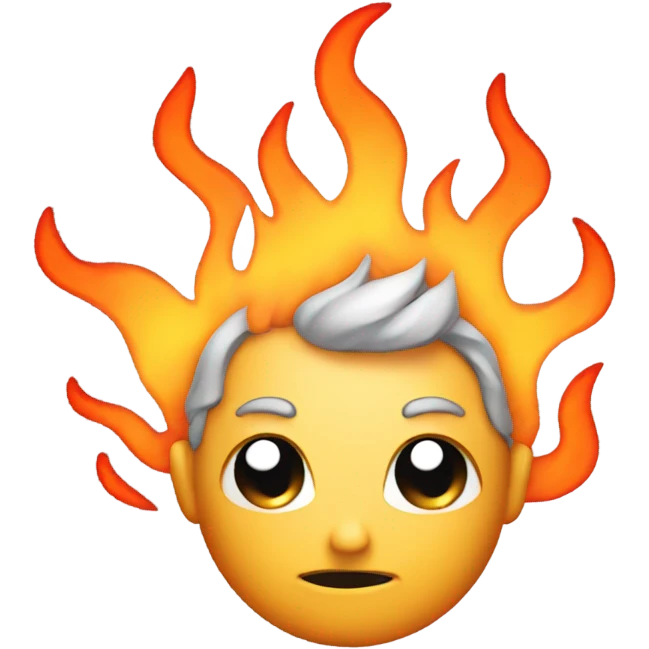 Emoji face with flames as hair emoji