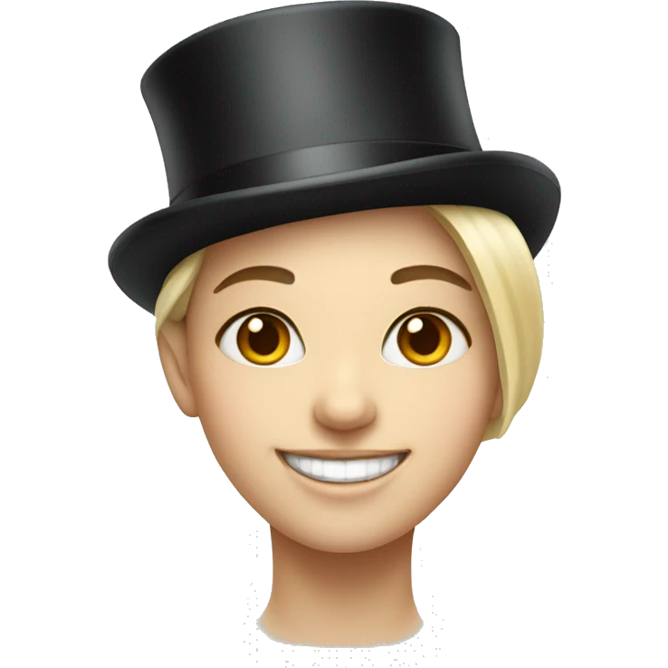 smiling girl white skin, in top hat emoji