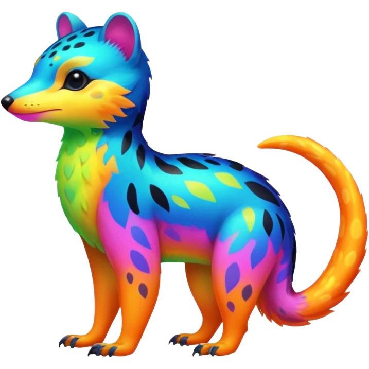 Colorful neon-colored tropical exotic shiny beautiful fantasy-Cacomistle-oncilla-animal-hybrid (full body) emoji